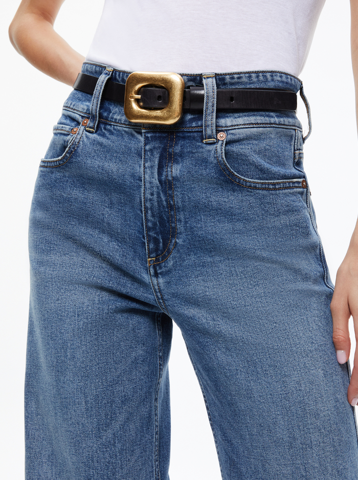 LETTY BUCKLE BELT - BLACK/GOLD - Alice And Olivia