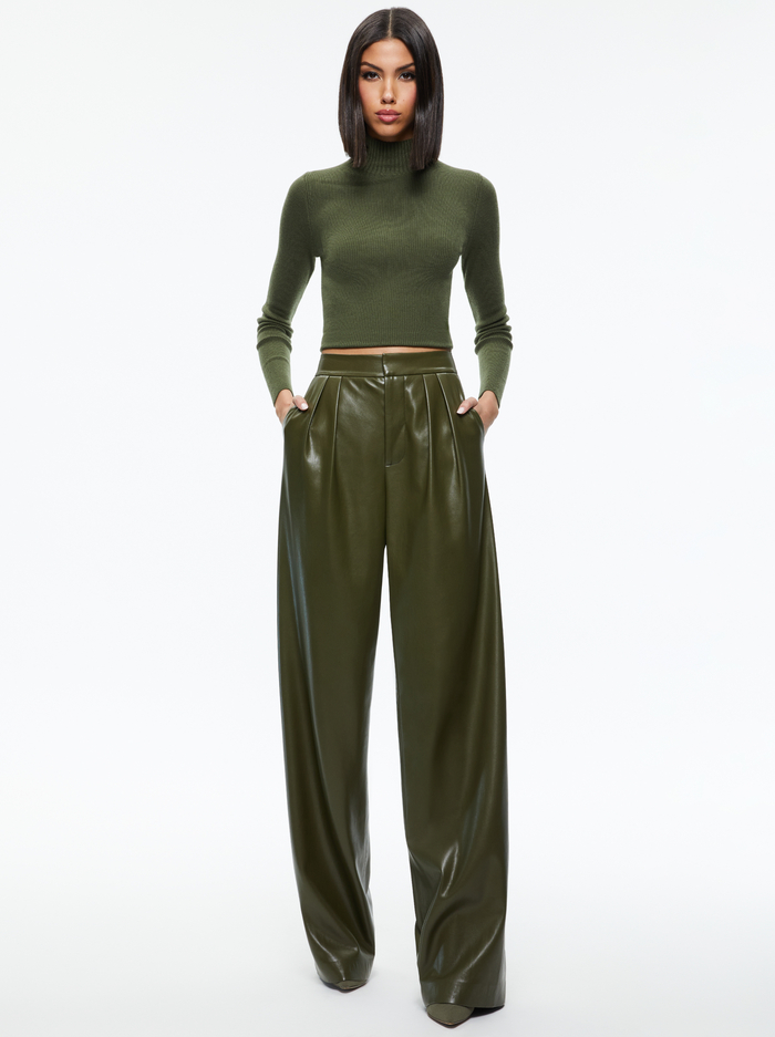 SENAIDA CROPPED MOCK NECK PULLOVER - OLIVE image 2 - Alice And Olivia