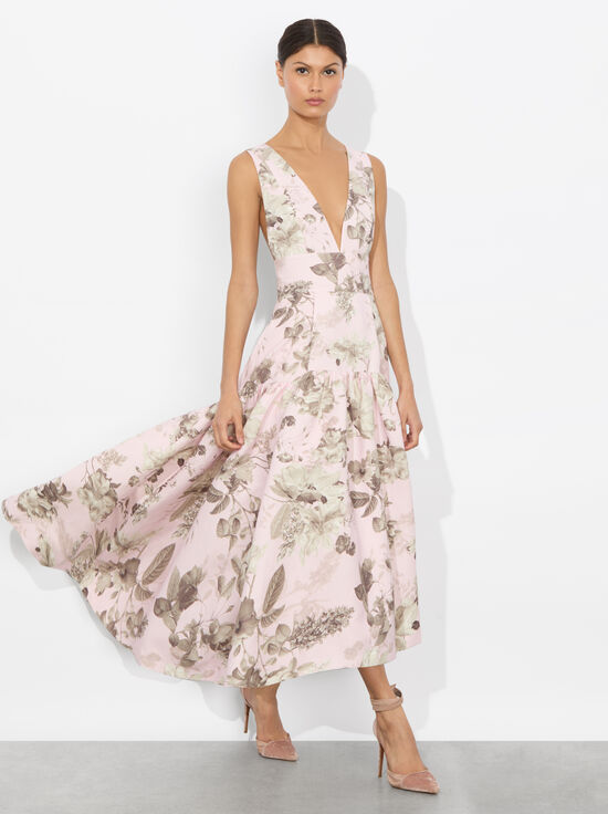 MEADOW-LILA STRUCTURED MIDI DRESS