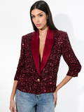 DEVYN SEQUIN BLAZER - GARNET