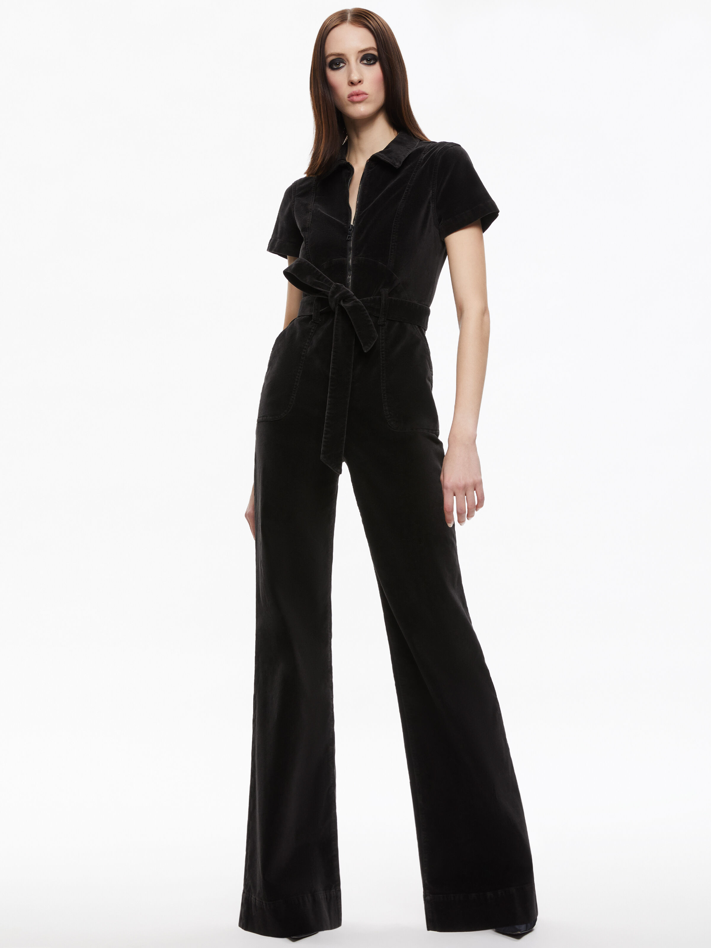 Alice and olivia 2025 jean jumpsuit
