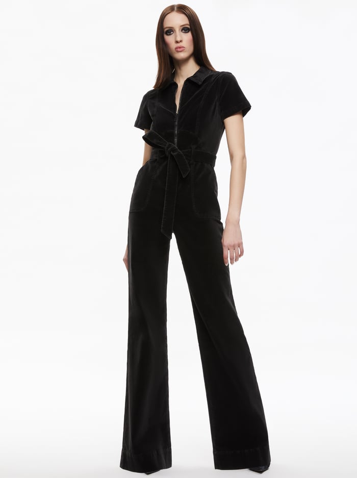 GORGEOUS WIDE LEG JUMPSUIT - BLACK - Alice And Olivia