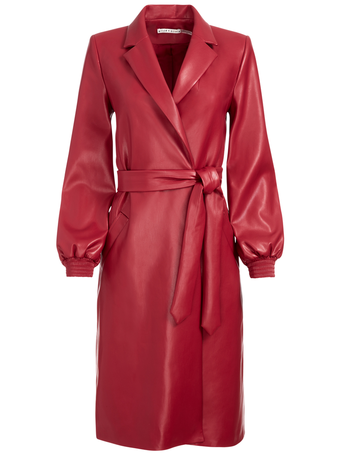 TAMESHA VEGAN LEATHER COAT - DARK BURGUNDY image 5 - Alice And Olivia