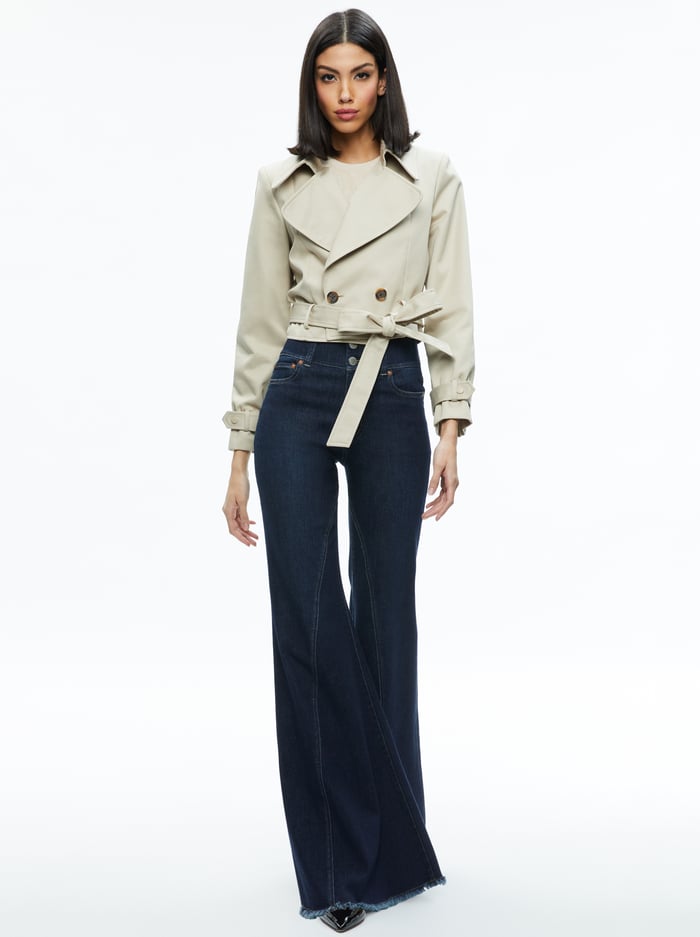 HAYLEY CROPPED TRENCH COAT WITH BELT - LATTE image 4 - Alice And Olivia