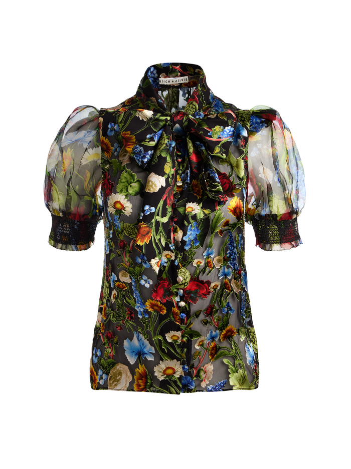 BRENTLEY PUFF SLEEVE BLOUSE - SOCIAL HOUR BLACK image 5 - Alice And Olivia