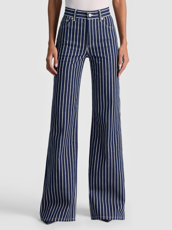 INDIGO/OFF WHITE STRIPE-CHIC STRIPED JEAN