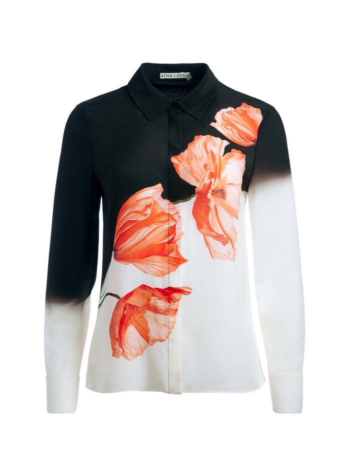 BRADY SILK BLOUSE - DREAM LIFE BLACK image 5 - Alice And Olivia