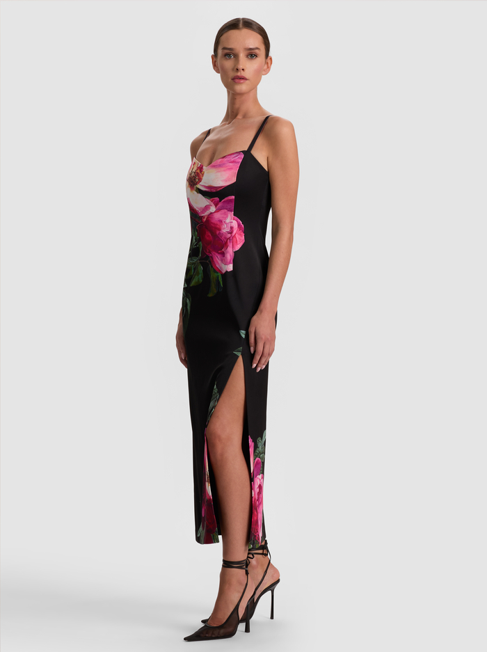 NINA MIDI DRESS - EMPRESS BLOOM BLACK image 4 - ALICE + OLIVIA