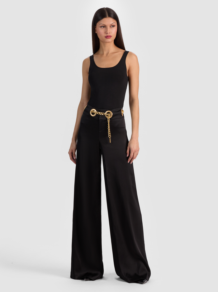 OLIVIA WIDE LEG CHAIN BELT PANT - BLACK image 1 - ALICE + OLIVIA