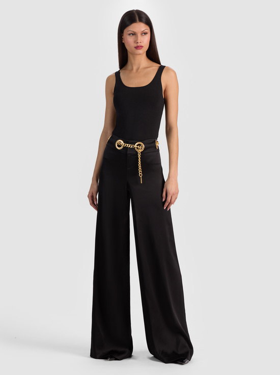 BLACK-OLIVIA WIDE LEG CHAIN BELT PANT