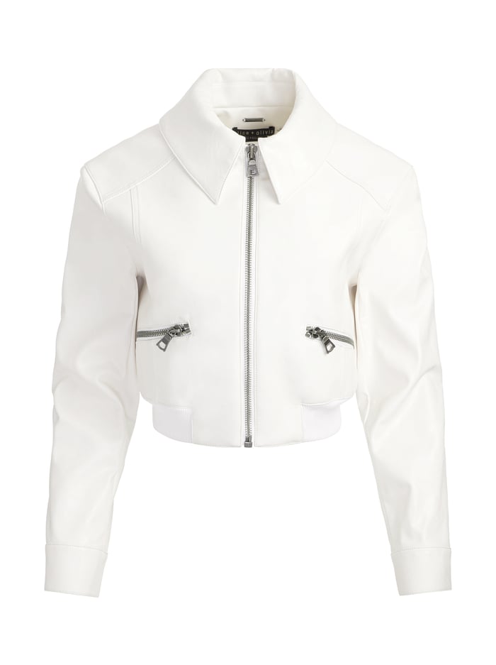 HYDE CROPPED VEGAN JACKET - OFF WHITE image 5 - Alice And Olivia