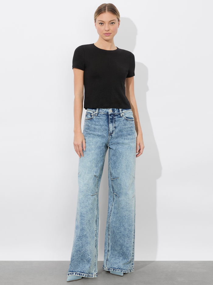 CINDY CROPPED LINEN TEE - BLACK image 1 - Alice And Olivia