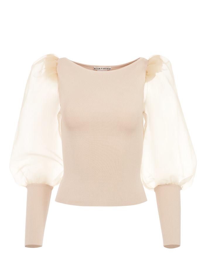 ABELLA PUFF SLEEVE CROP TOP - SEPIA image 5 - ALICE + OLIVIA