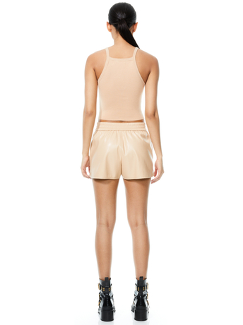 ALMOND-LUDLOW VEGAN LEATHER SHORT-