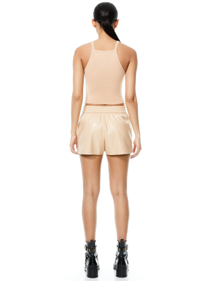 LUDLOW VEGAN LEATHER SHORT - ALMOND image 1 - Alice And Olivia
