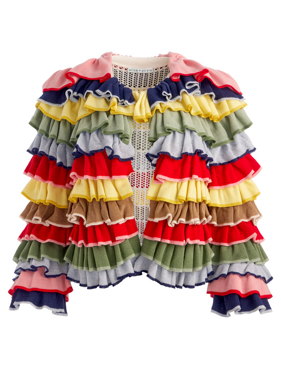 MULTI-FAWN RUFFLE CARDIGAN