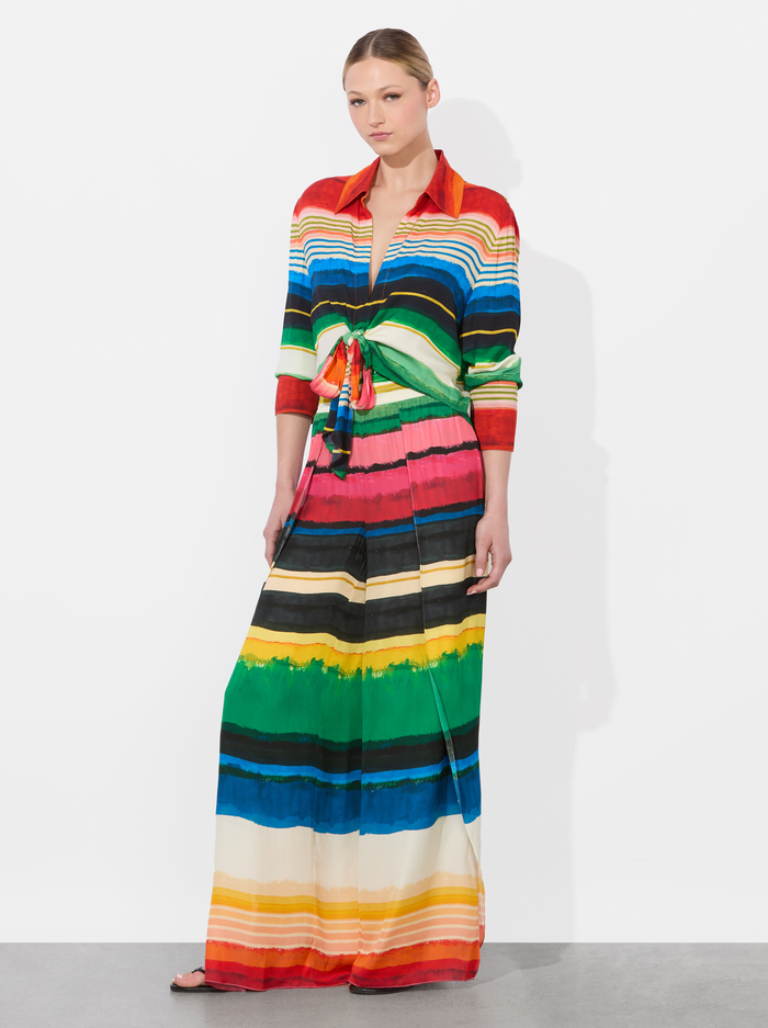 HANNON TIE FRONT BLOUSE - RAINBOW REEF image 2 - Alice And Olivia