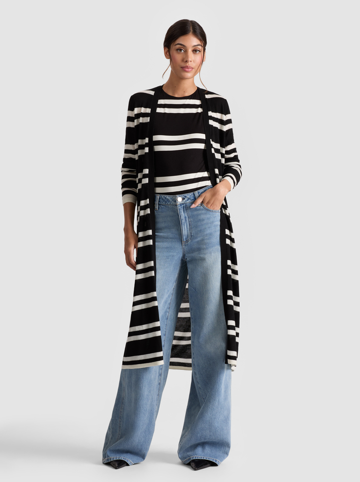 CALLAN MAXI CARDIGAN - BLACK/ECRU image 4 - Alice And Olivia