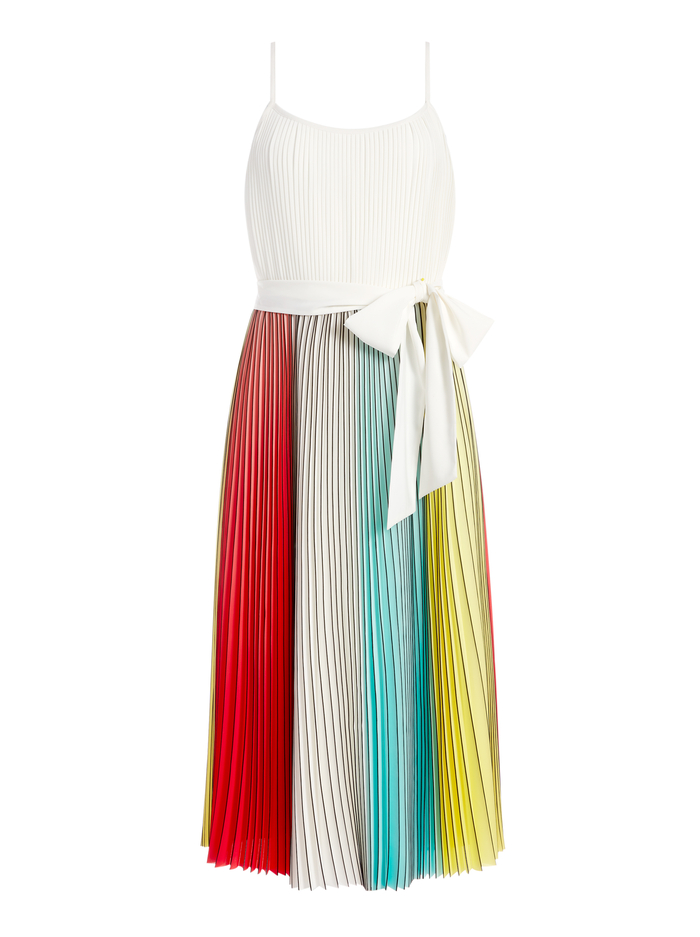 VIVIENNE PLEATED MIDI DRESS - OFF WHITE/MULTI image 5 - ALICE + OLIVIA