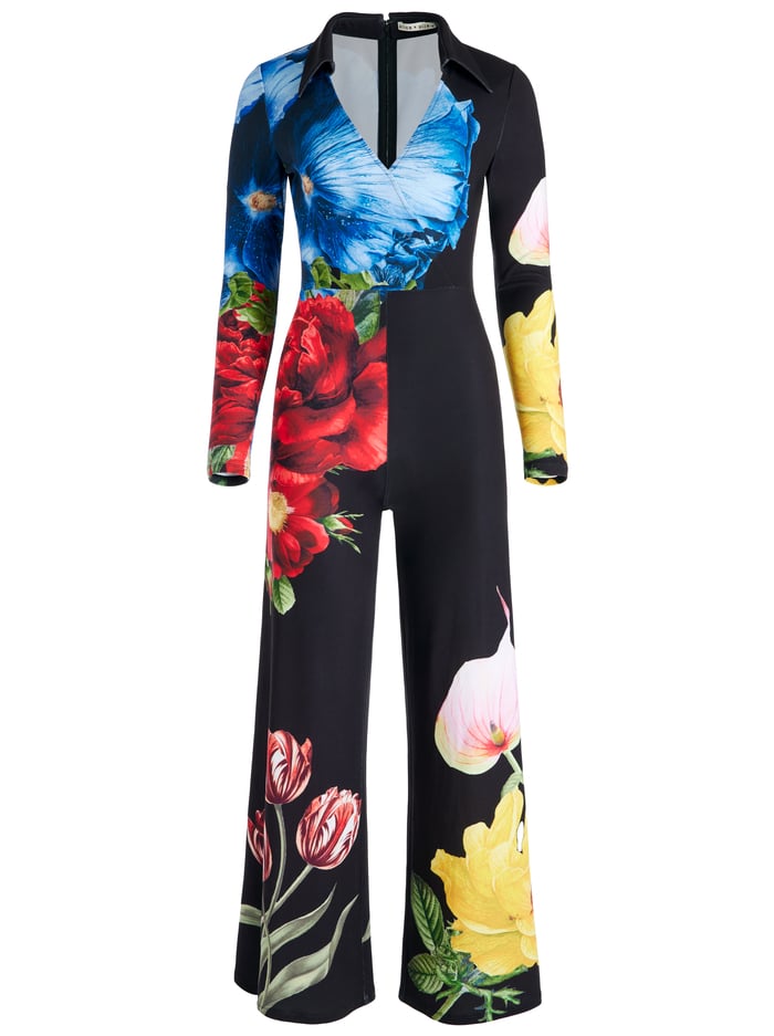 MELINDA WIDE LEG WRAP JUMPSUIT - LE PARISIEN BLACK image 5 - Alice And Olivia