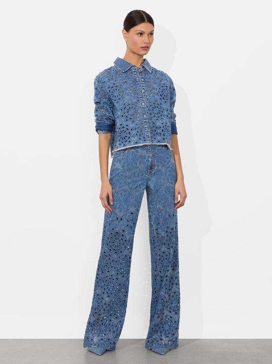 AVERY BLUE-FINELY LASERCUT DENIM SHIRT