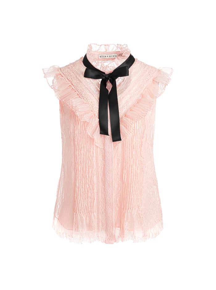 RHEBA LACE BLOUSE - PEARL BLUSH image 6 - Alice And Olivia