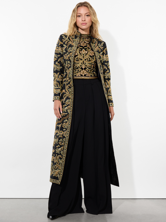 THOMAS EMBELLISHED COAT - BLACK/GOLD - Alice And Olivia