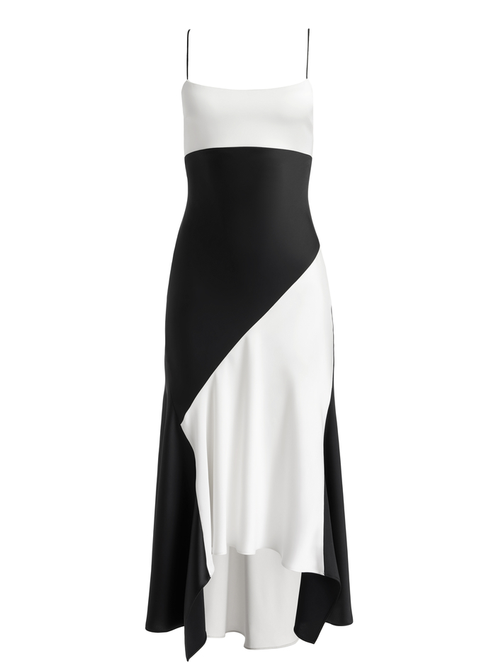 ROSA ASYMMETRICAL SLIP DRESS - OFF WHITE/BLACK image 5 - Alice And Olivia