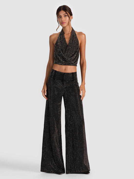 BLACK-OLIVIA EMBELLISHED WIDE LEG PANT