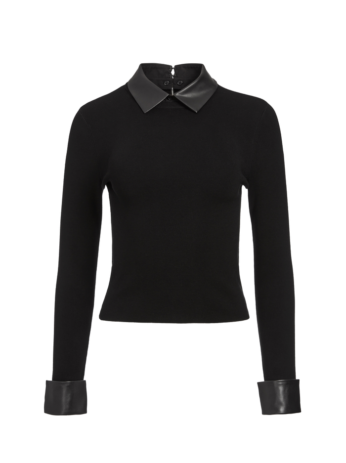 DORY PULLOVER WITH REMOVABLE COLLAR - BLK/BLK image 5 - Alice And Olivia