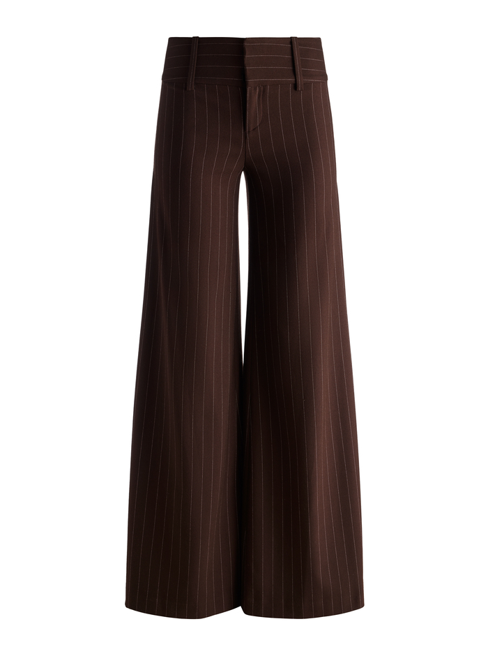 OLIVIA WIDE LEG PANT - DARK CHOCOLATE/OFF WHITE image 5 - ALICE + OLIVIA
