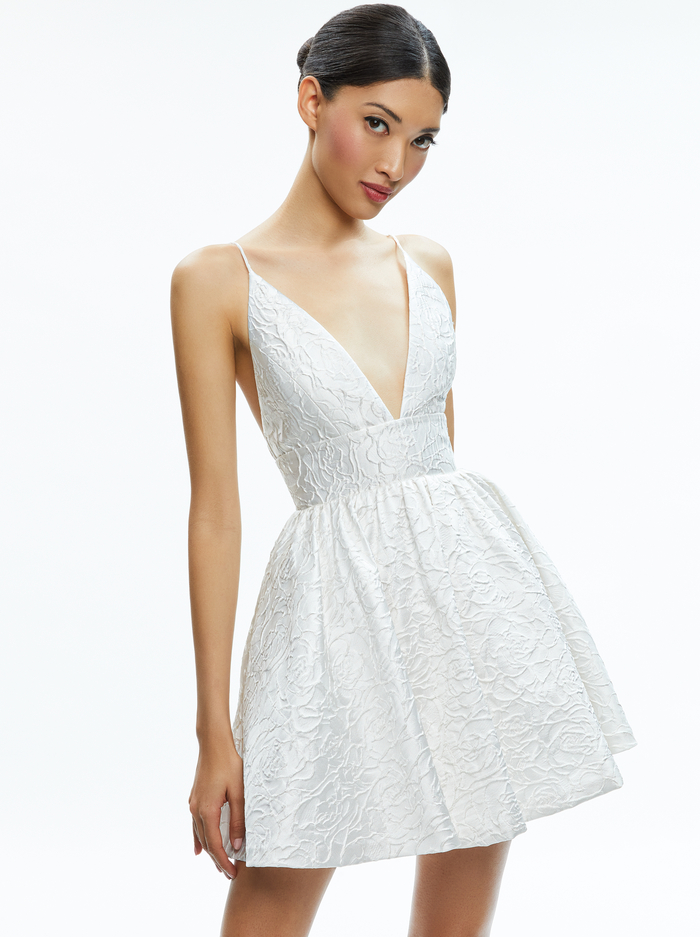 ELLAMAE DEEP V-NECK DRESS - OFF WHITE image 3 - Alice And Olivia