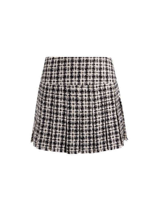 BLACK/OFF WHITE-EMILIE TWEED MINI SKIRT