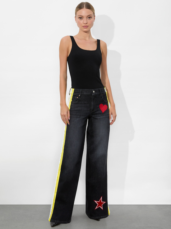 Trish Vegan Leather Baggy Jean In Brooklyn Blue | Alice + Olivia