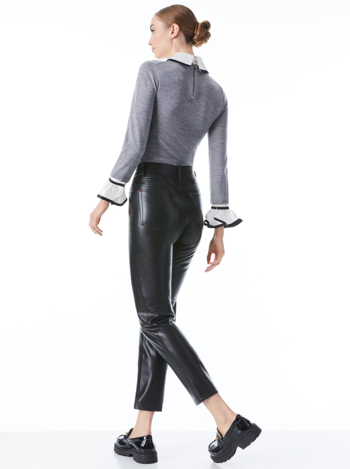 JUSTINA COLLARED SWEATER - MED HEATHER GREY image 1 - Alice And Olivia