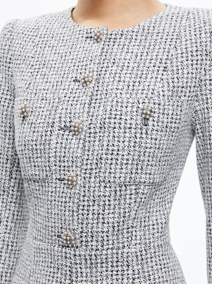 SHILOH TWEED ROMPER - BLACK/OFF WHITE image 3 - Alice And Olivia