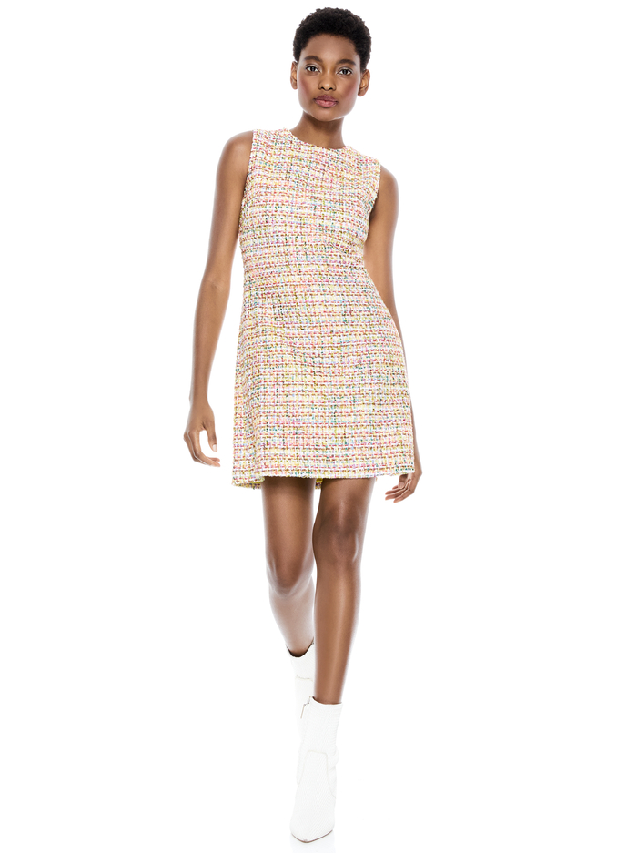 COLEY CREW NECK ALINE DRESS - MULTI image 4 - Alice And Olivia