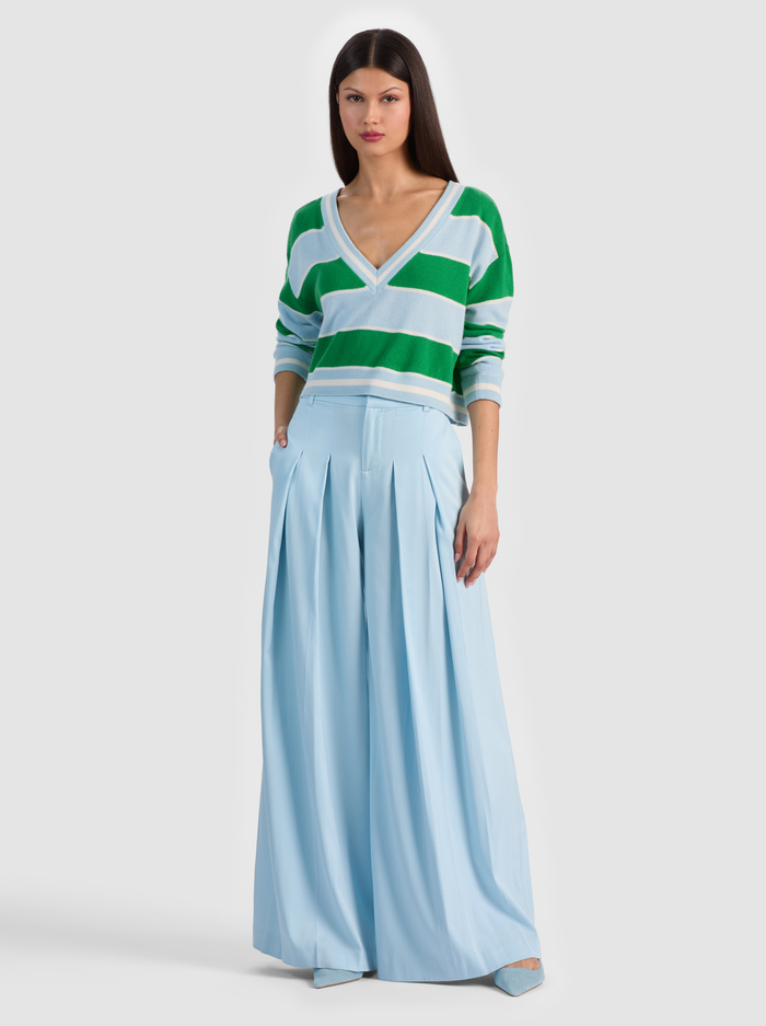 AYDEN CASHMERE PULLOVER - HRLOM STRIPE CROLNA BLU/GRN AP image 1 - ALICE + OLIVIA