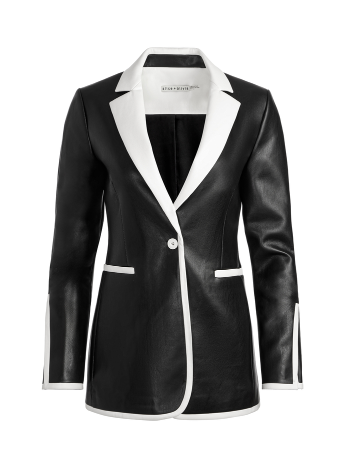 BREANN VEGAN BLAZER - BLACK/OFF WHITE image 5 - Alice And Olivia