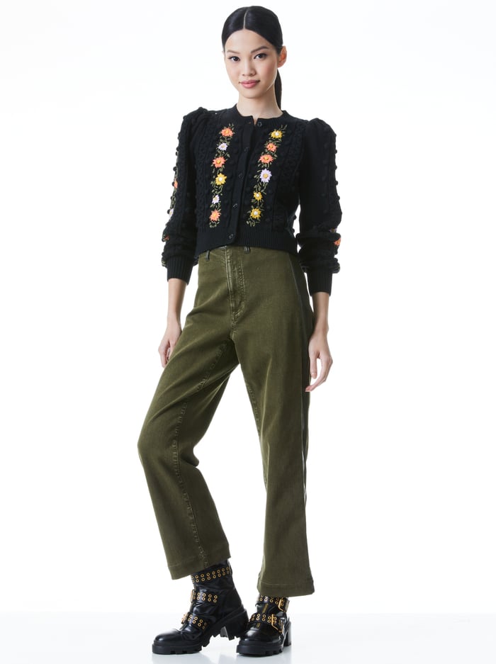 KITTY PUFF SLEEVE CARDIGAN - BLACK/MULTI image 2 - Alice And Olivia