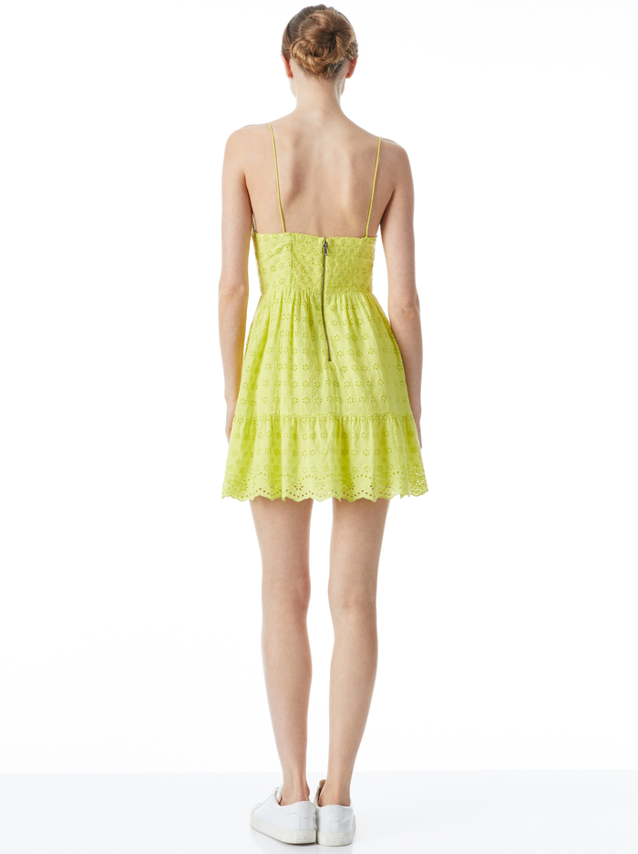 FAE SPAGHETTI STRAP MINI DRESS - LEMON SORBET image 1 - Alice And Olivia