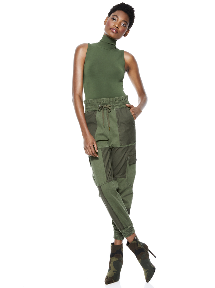 DARINA FITTED MOCK NECK TANK - ARMY GREEN image 4 - Alice And Olivia