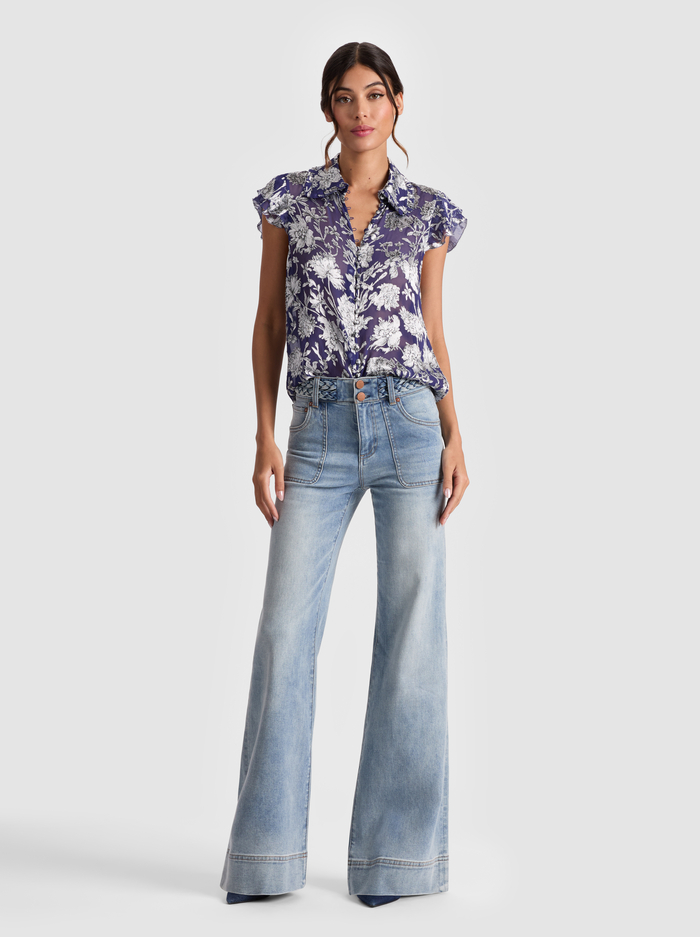 MARTEL BLOUSE - BLOOMING WILD INDIGO image 1 - Alice And Olivia