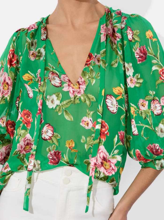 MORANNE BLOUSE - HAMPTONS FLORAL SMALL image 3 - Alice And Olivia