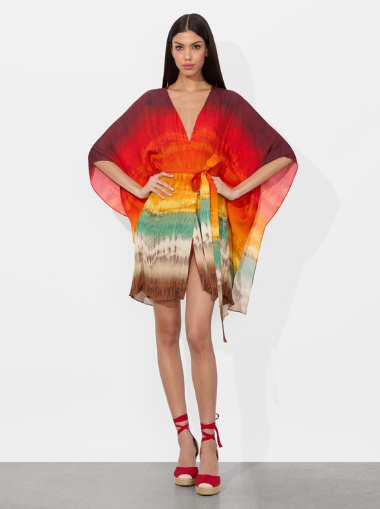 CRYSTAL TIE DYE-MARVA BELTED MINI KAFTAN