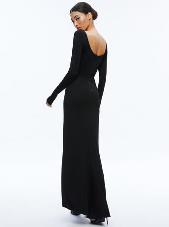BLACK-KALENA SCOOP NECK CUTOUT MAXI DRESS