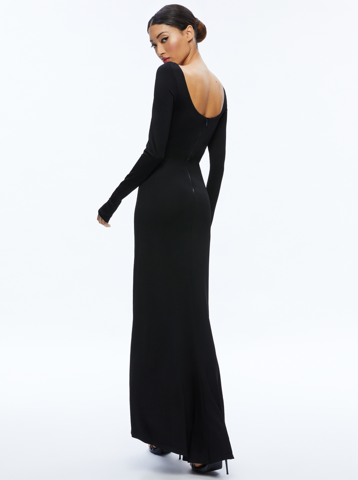 KALENA SCOOP NECK CUTOUT MAXI DRESS - BLACK image 1 - Alice And Olivia