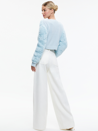 LIGHT ICE-CASILDA FAUX FUR CROPPED CARDIGAN
