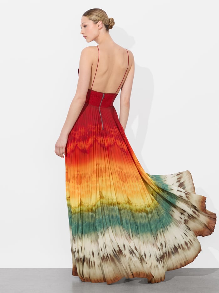 LAUREN PLEATED MAXI DRESS - CRYSTAL TIE DYE image 3 - Alice And Olivia