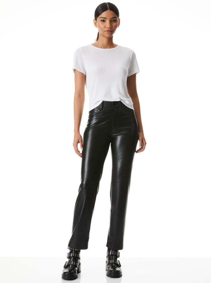 AMAZING VEGAN LEATHER BOYFRIEND PANT - BLACK image 2 - Alice And Olivia